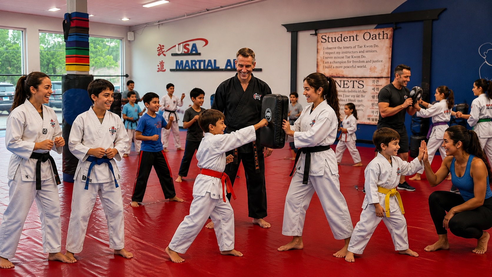 Children, teens, and adults training at USA Martial Arts